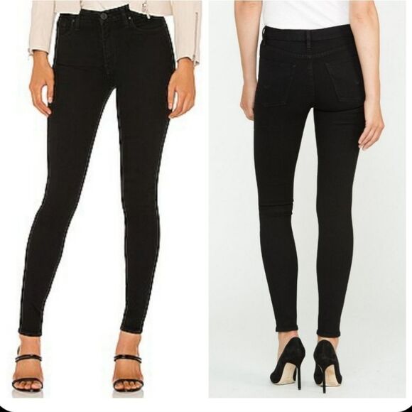 Hudson High Waisted Rise Super Skinny Black Jeans Barbara Stretchy Casual Basic - Picture 2 of 14